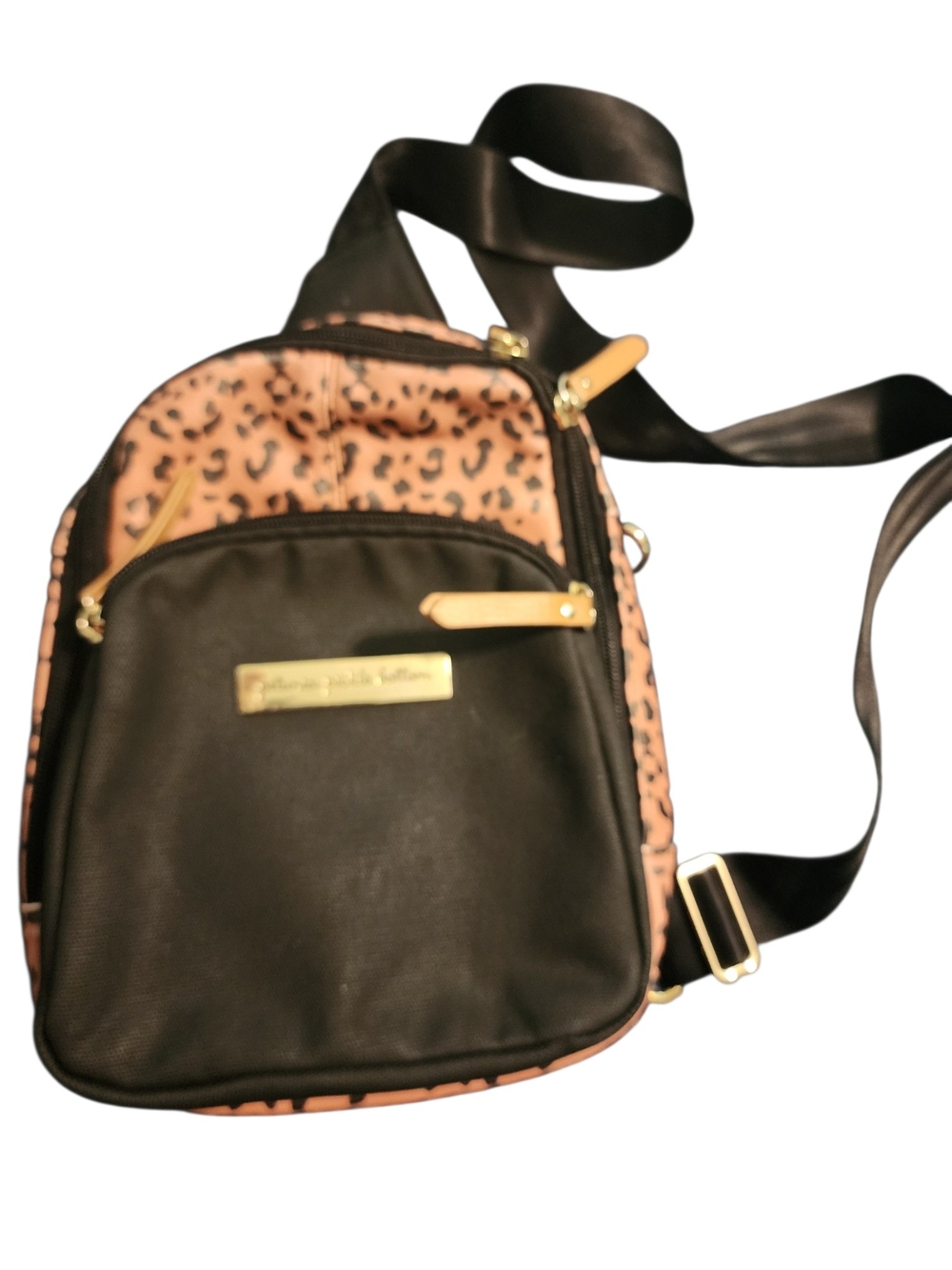 Petunia Pickle Bottom Black and Leopard-Print Crossbody Bag
